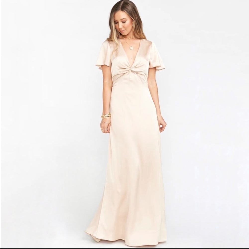 Show Me Your Mumu Rome Twist Dress in Champagne Small NWT